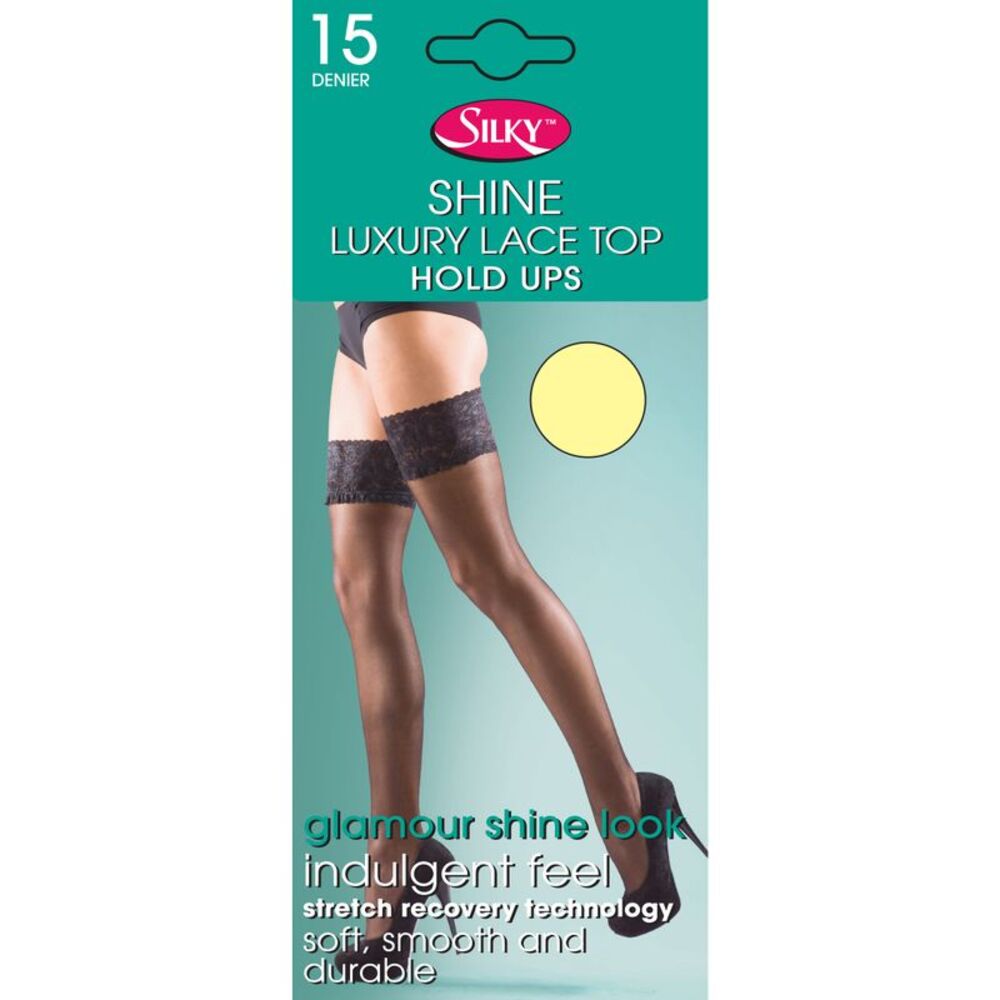 Silky Womens/Ladies Shine Lace Top Hold Ups (1 Pair) / Cream